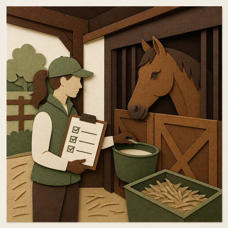 Stallhelferin kontrolliert Fütterung und Wasser im Vereinsstall